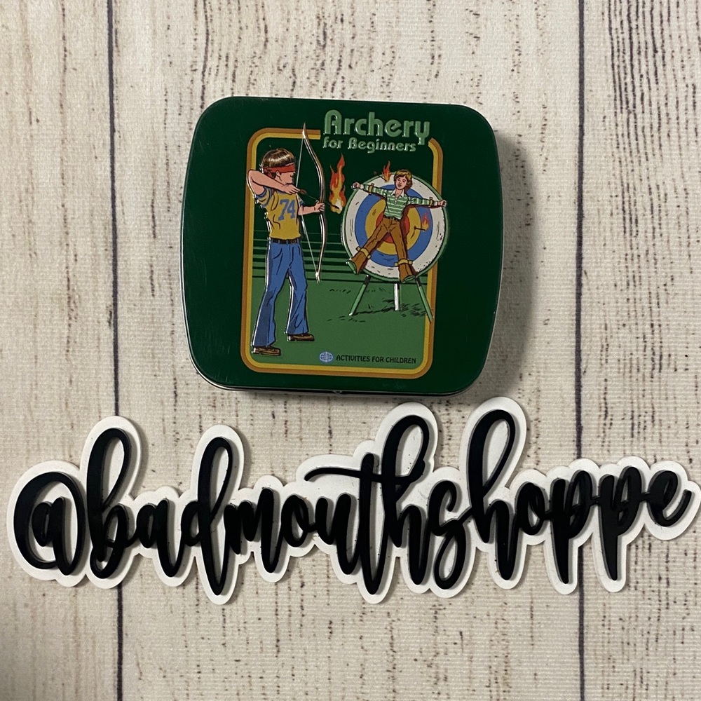 Warped Childhood ARCHERY FOR BEGINNERS Macabre Funny Halloween Collector Tin